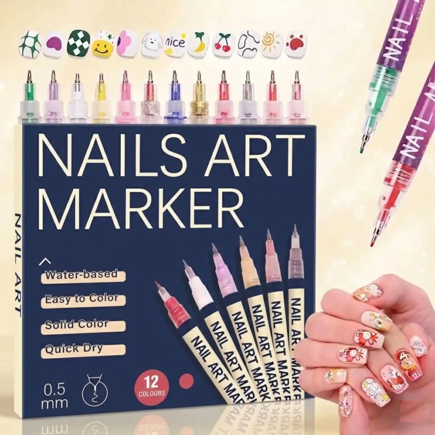 12 - Color Nail Art Pen Set - Diaarp