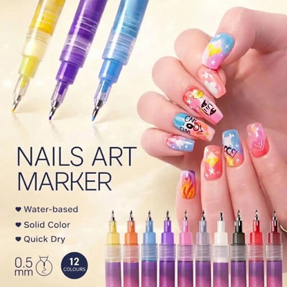 12 - Color Nail Art Pen Set - Diaarp