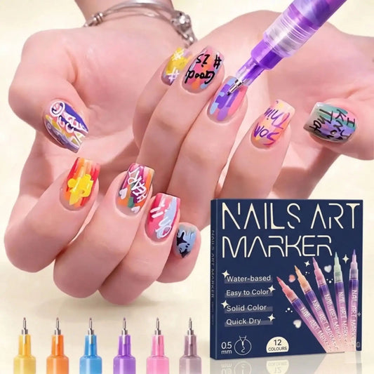 12 - Color Nail Art Pen Set - Diaarp