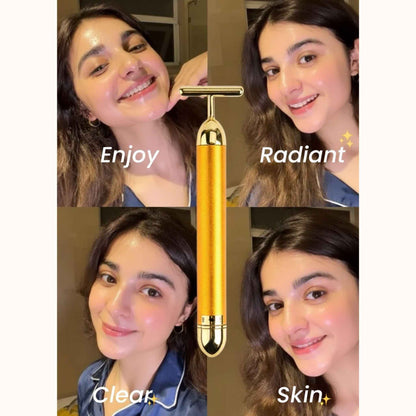 24K Gold Energy Beauty Bar Electric Facial Massage Roller - Diaarp