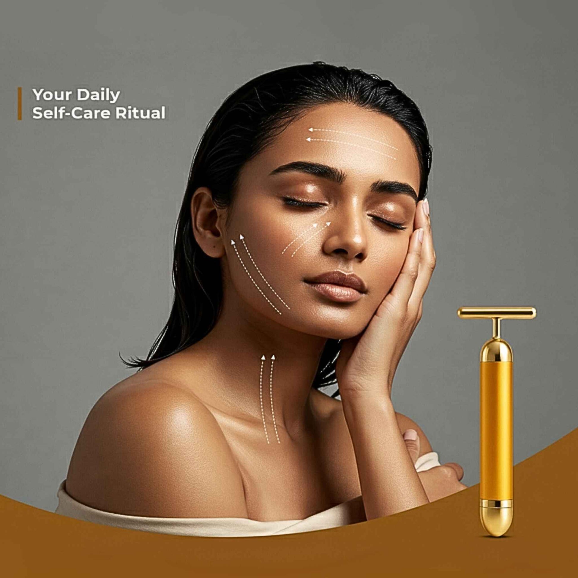 24K Gold Energy Beauty Bar Electric Facial Massage Roller - Diaarp