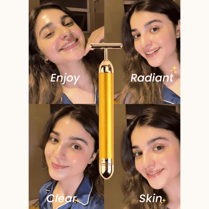 24K Gold Energy Beauty Bar Electric Facial Massage Roller