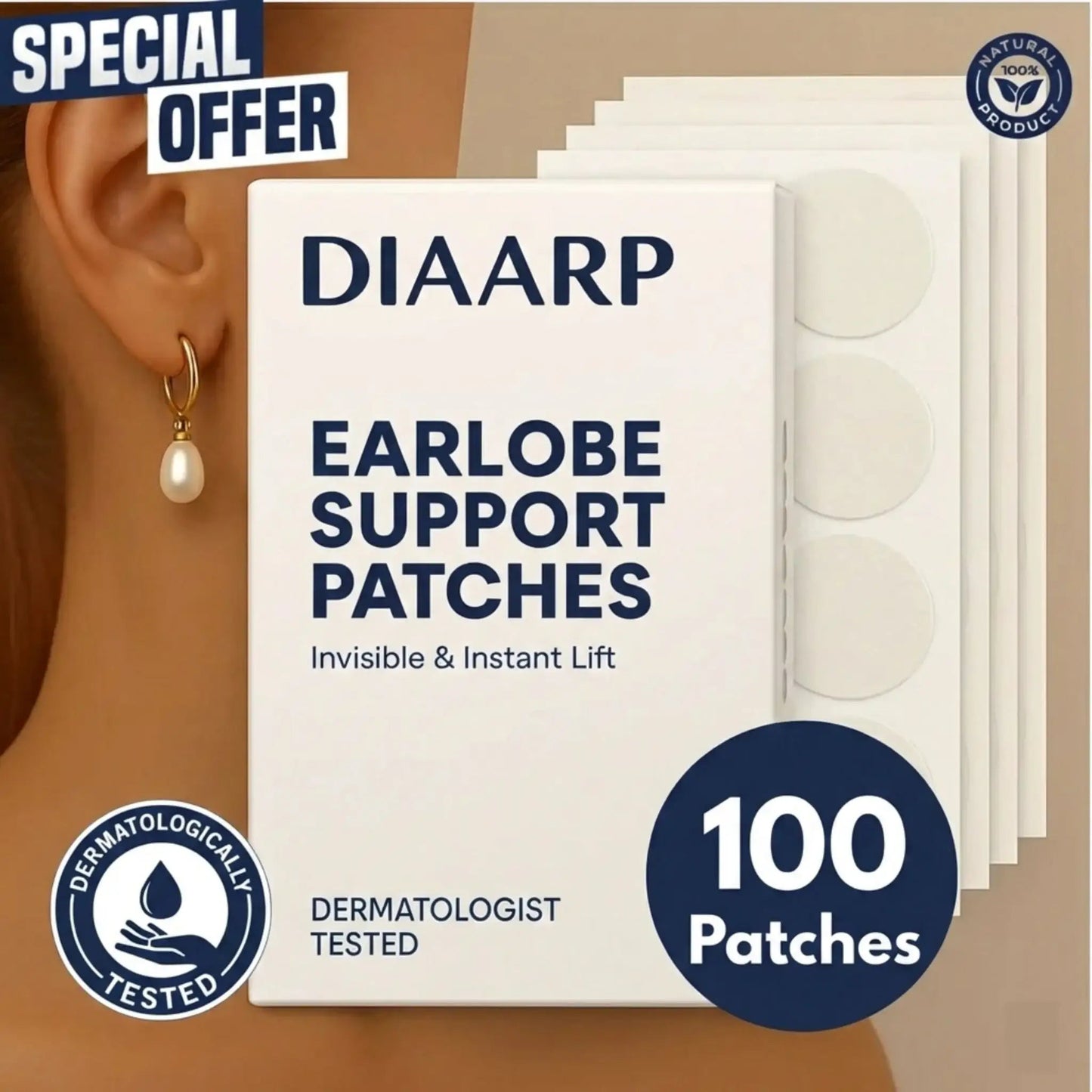 Premium Earlobe Support Patches (100 PCS) - Diaarp